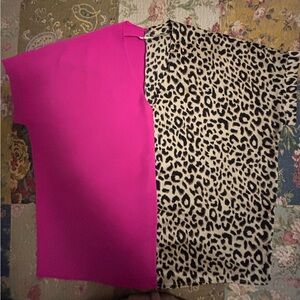 JODIFL Pink and Leopard Print Blouse Women's L